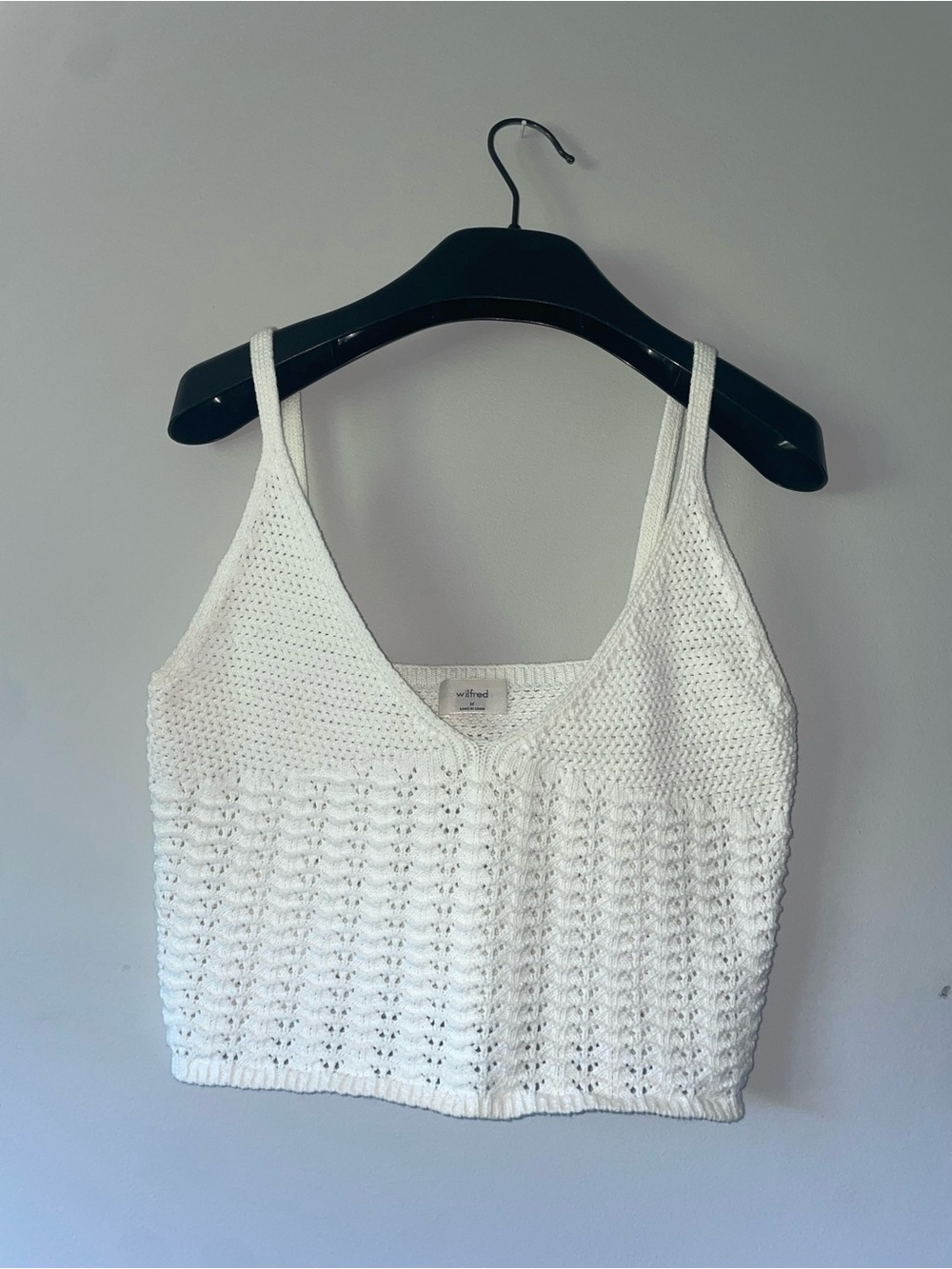 Wilfred White Crochet Knit Cropped Tank Top
